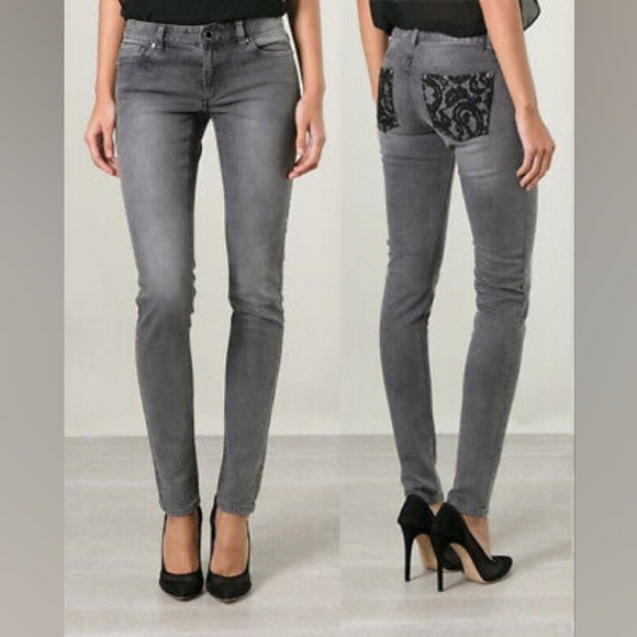 Michael Kors Denim - Michael kors black denim jeans with lace detailed pockets size 8